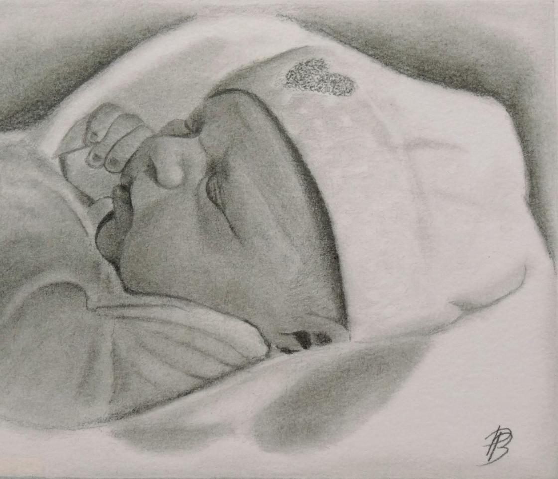 getekend portret van een baby