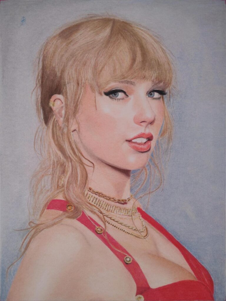 Het mooiste portret van Taylor Swift, Artiest van 2023!
Pastel schilderij 45x60 cm full color